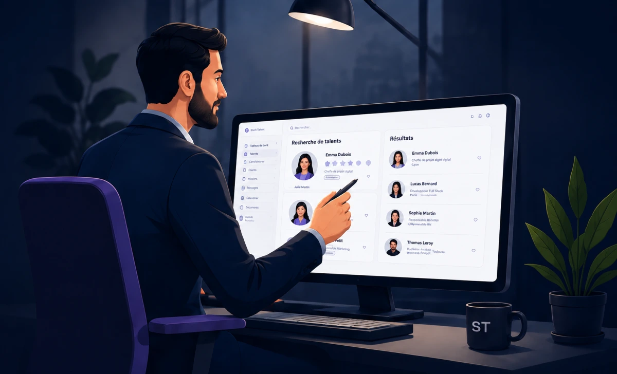 Consultant Stark Talent analysant une sélection de talents